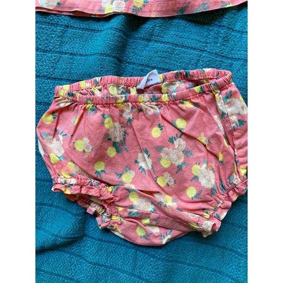EGG Two Piece Baby Set ~ Pink Flowers & Lemons Print Bloomers & Top Sz 12 mo - Picture 5 of 7